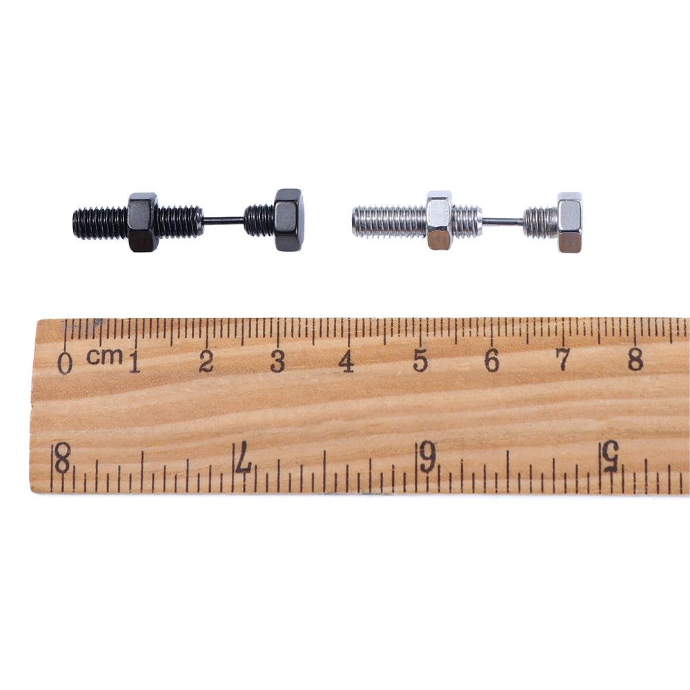 Screw Black Silver Color Stainless Steel Ear Studs Earrings Fashion Accessories Piercing Jewelry