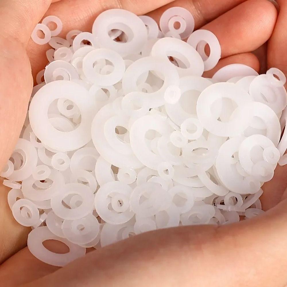 500Pcs Durable Seals O Ring Assortment Kit Nylon Washer 8 Sizes M2-M10 Plane Spacer Black White Flat Insulation Gasket Ring