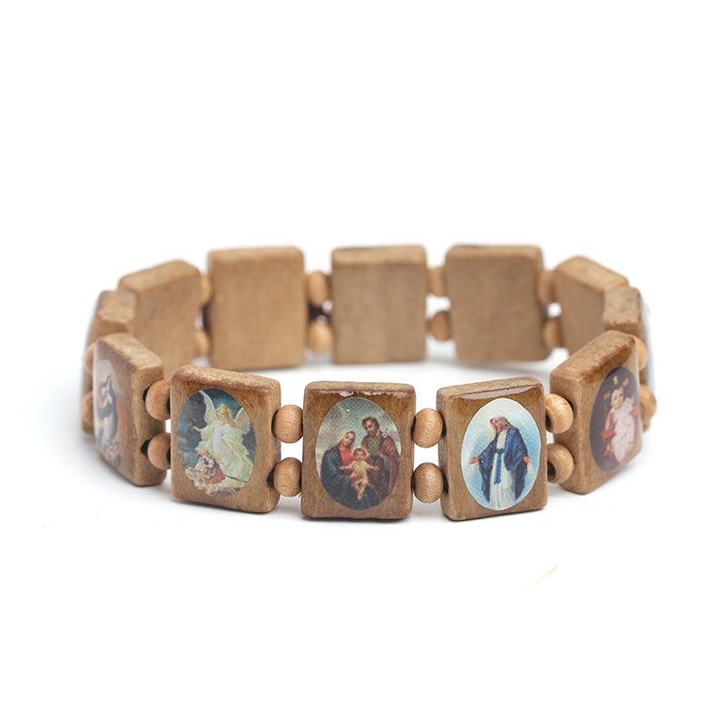 Natural Wood Cross Jewelry Bracelet