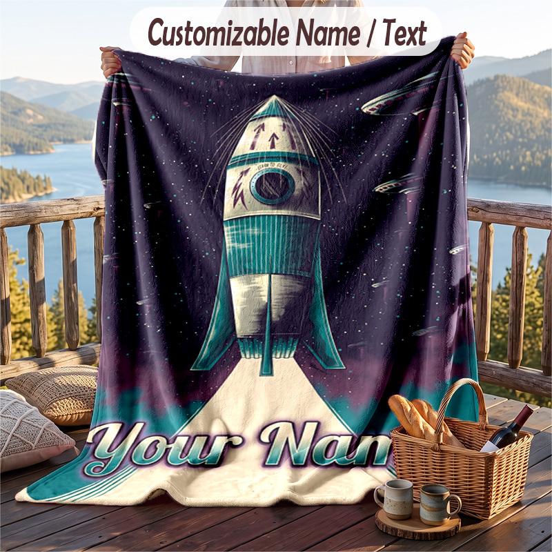 Custom Text Flannel Throw Blanket, Lightweight Cozy Bed Sofa BlanketFoo Fighters