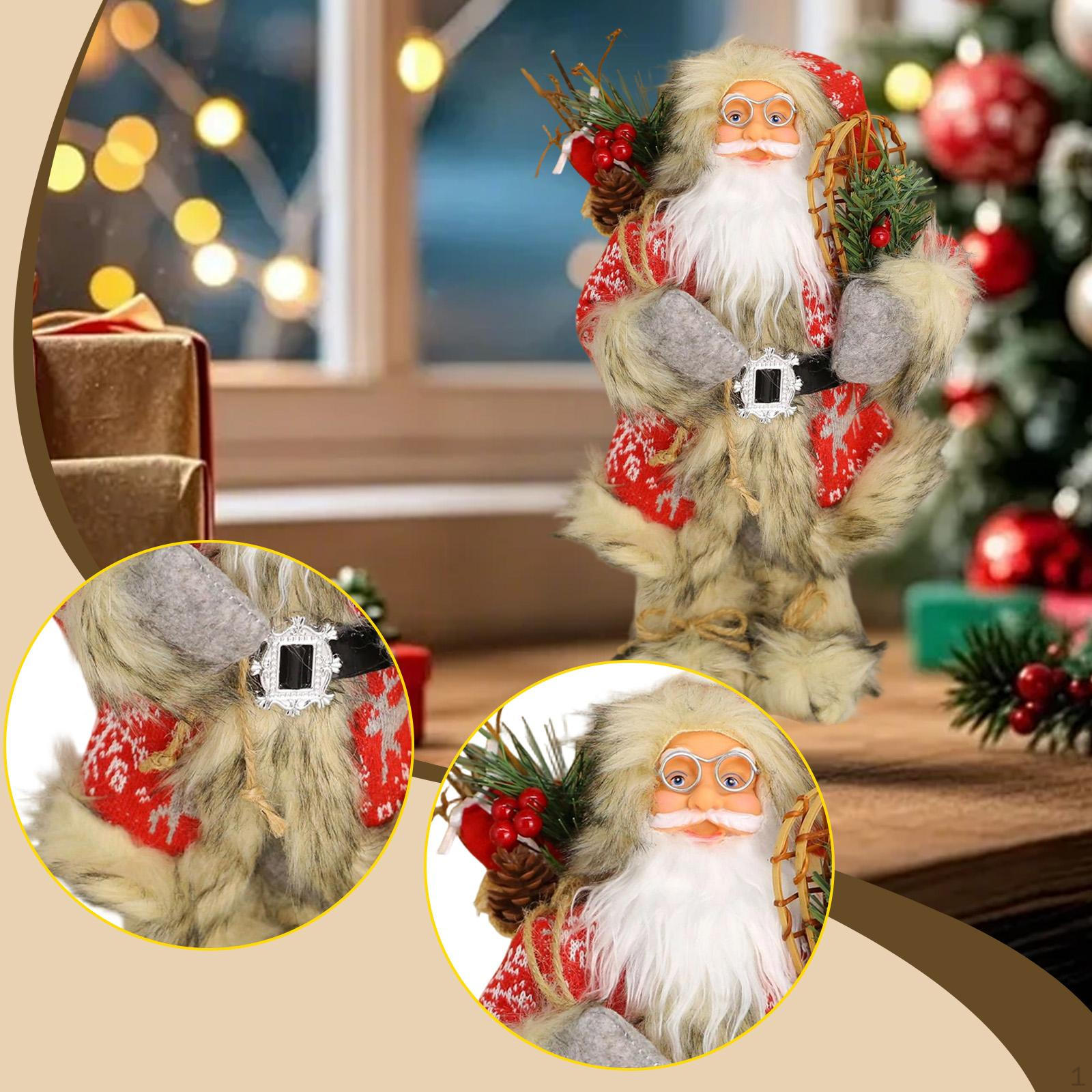 

15.75 Santa Figurine Christmas Decoration Tabletop Centerpieces Collectible Ornament Standing carrying firewood