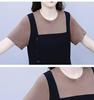 Plus Size Women's Two-Piece Splice Casual Loose Slim Summer Slit Dress