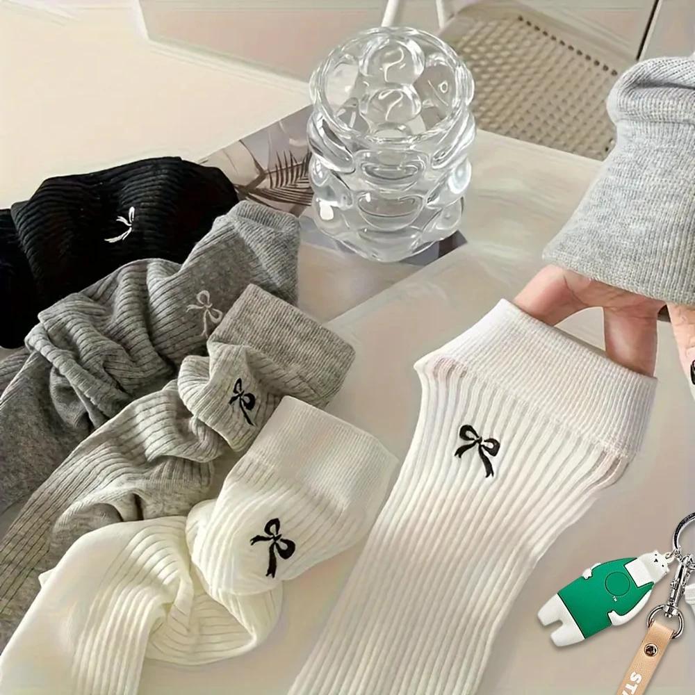 5/10 Pairs Ins Big Bow All Cute Socks Women Summer Thin Breathable Mesh Breathable Pile Socks Mid Tube Sock for Women