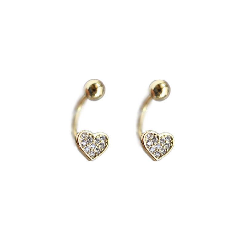 

Серьги Love для женщин в форме сердца, милые, с микро-инкрустацией бриллиантами, серьги-гвоздики для ушной косточки, маленькая мочка уха