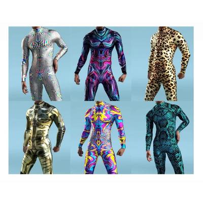 3D-Druck CyberPunk Mechanischer Overall Cosplay Enger Body Steampunk Halloween Karneval Kostüm Party Männer Zentai Anzug