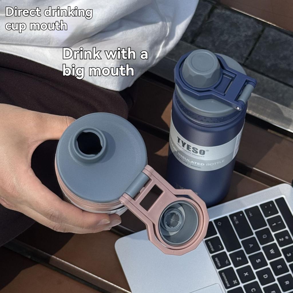TYESO 600ML Stainless Steel Thermos Bottle Sport Thermal Mug Hot & Cold Mug Vacuum Flask Travel Cup Insulated Water Bottle