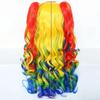 Rainbow Wig Long Curly Synthetic Wig with Bangs for Women Colorful Wigs Wavy Rainbow Multi Colorful Wigs with Hairnet