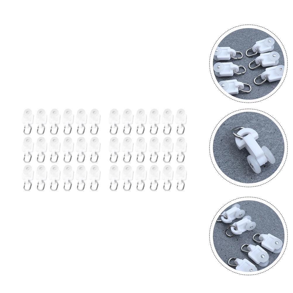 100Pcs  Track Curtain Pulley With Hooks I-shaped Window Coverings Pulley Curtain Window Coverings Runners Wheel Accessories
