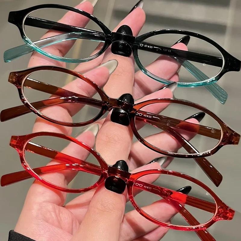 Y2K Retro Oval Frame Anti-Blue Light Óculos Doce Cool Girls Óculos Pretos Vintage Simples Mulheres Óculos de Proteção Ocular