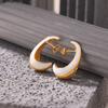 Chic Crescent Crescent Shape Inner Hollow Surface Dripping Earrings Stainless Steel Plated 18k Gold Trend Earrings