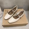 French Square Head Mary Jane Shoes Women'S Flat Bottom New Retro Soft Leather Low Heel Single Shoes Light Mouth Fashion Women'S Shoes