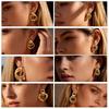 Chunky 18K Gold Plated Twist Knot Stud Earrings for Women, Geometric Textured Stainless Steel Waterproof Vintage Jewelry