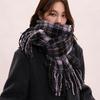 Taro Purple High-end Scarf Women's Winter Woven Wool Versatile Plaid Shawl Soft Waxy Retro Warm Scarf