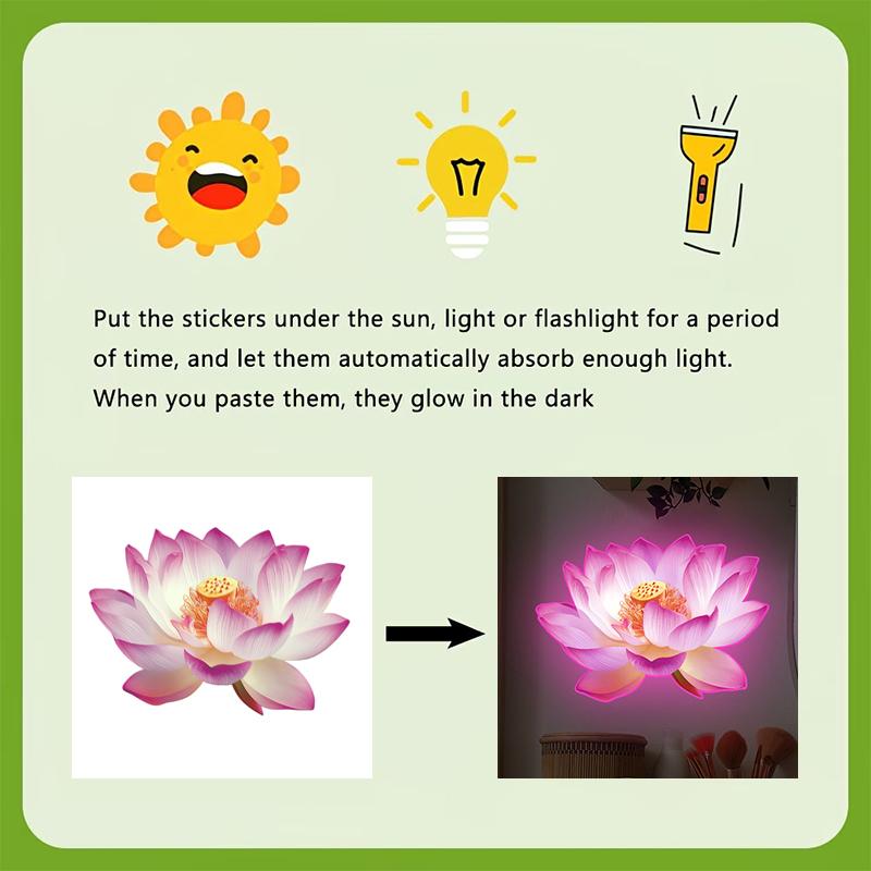 Glow-In-The-Dark Toilet Sticker Lotus Wall Sticker Self-Adhesive Removable Sticker Bathroom Decal Car Sticker Home Decor