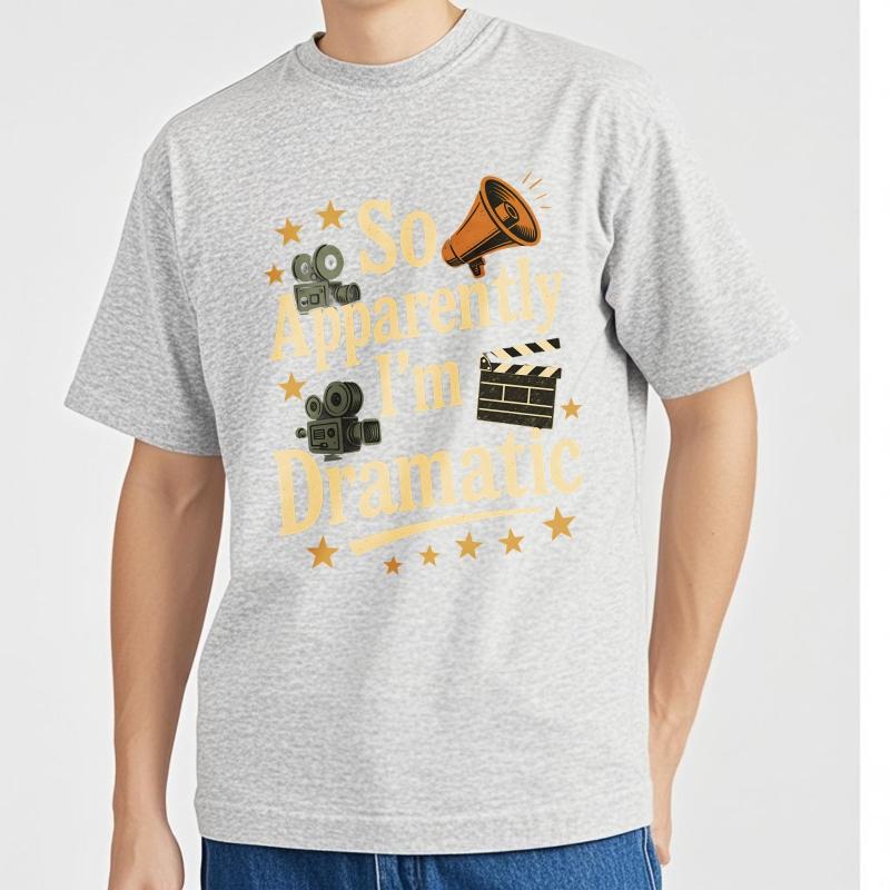 Sommer T-Shirt männlich Reise Teenager kurzärmeliges T-Shirt Schwarz So anscheinend bin ich dramatisch Basic Unisex Oberteile Grafik Trainings-Oberteile