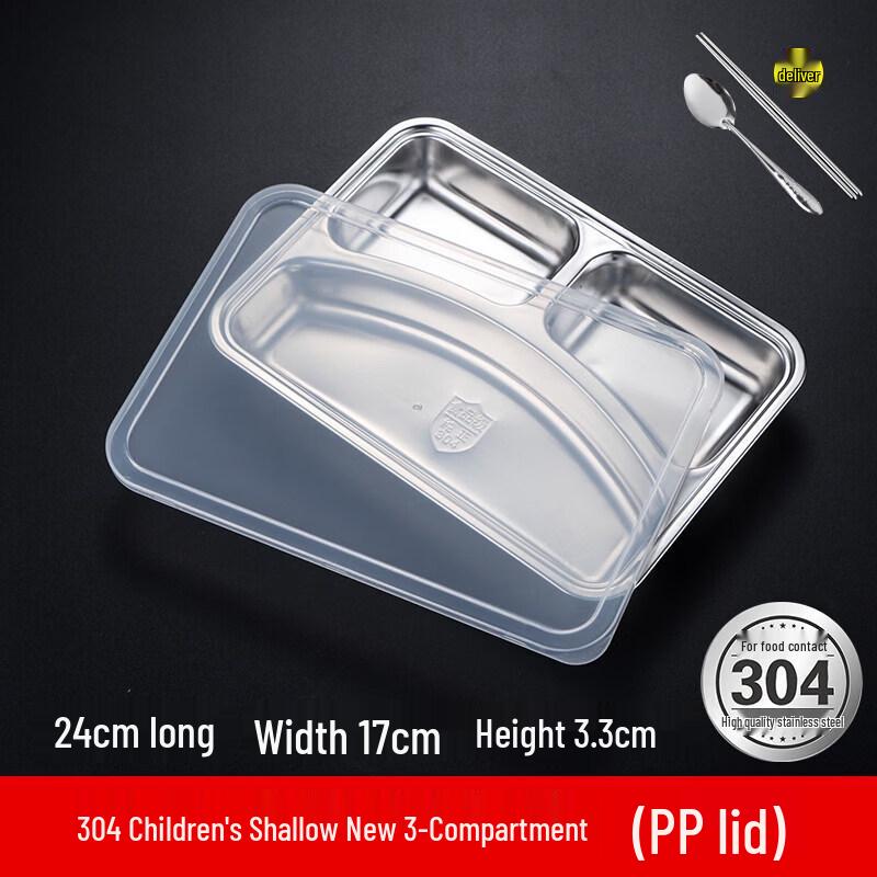 

Thickened Stainless Steel Divided Lunch Plate