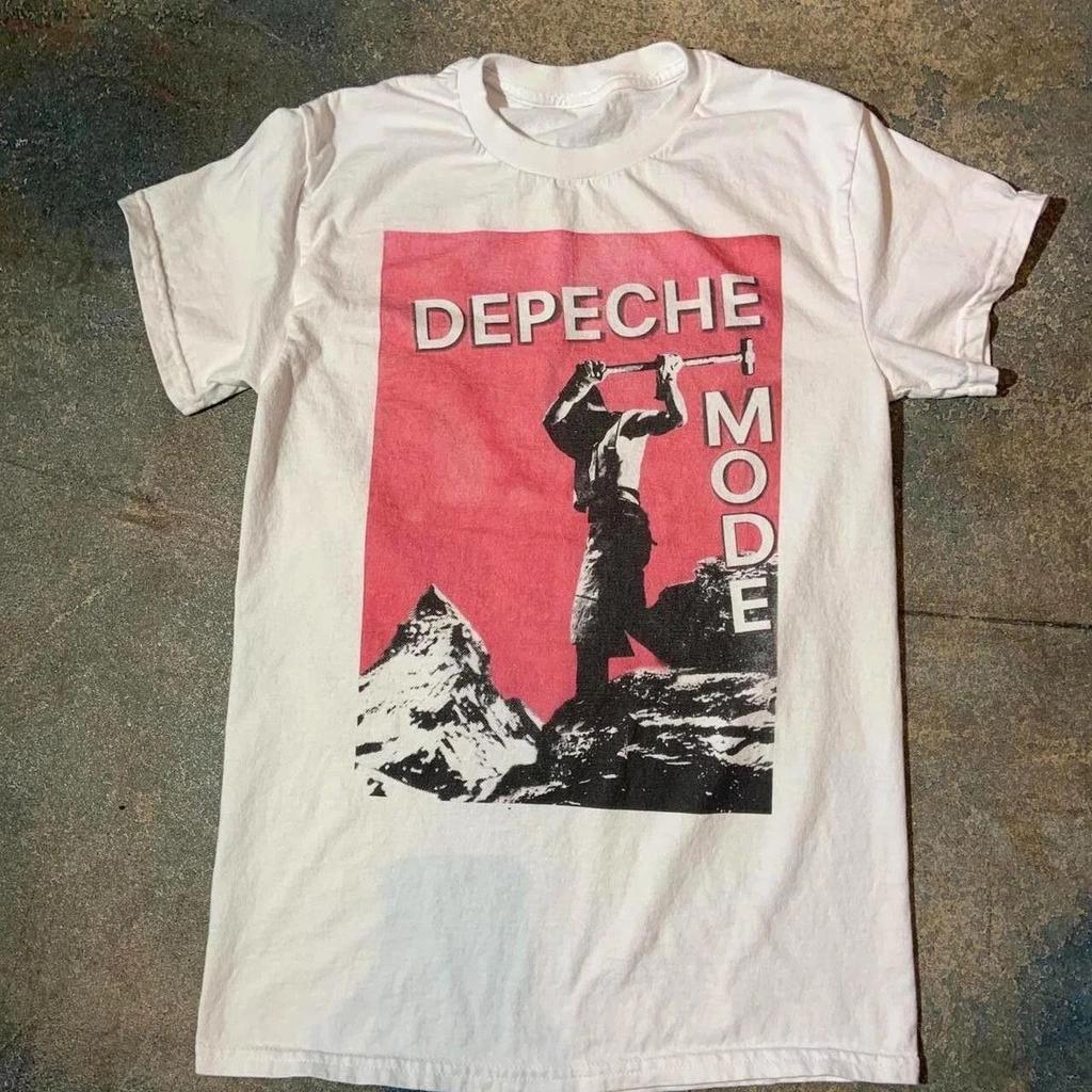 Unisex shirt Cotton Oversize Large Size Vintage Depeche Mode rock music tour short sleeve white color shirt