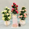 Silk Flower Plant Pot With Faux Pink Blossom For Home Decor And Gift Display