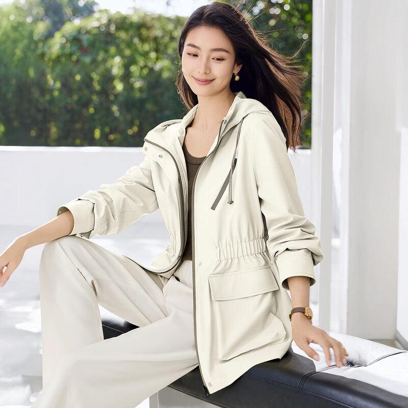 IHIMI Women s Hooded Mid-Length Zipper Coat M