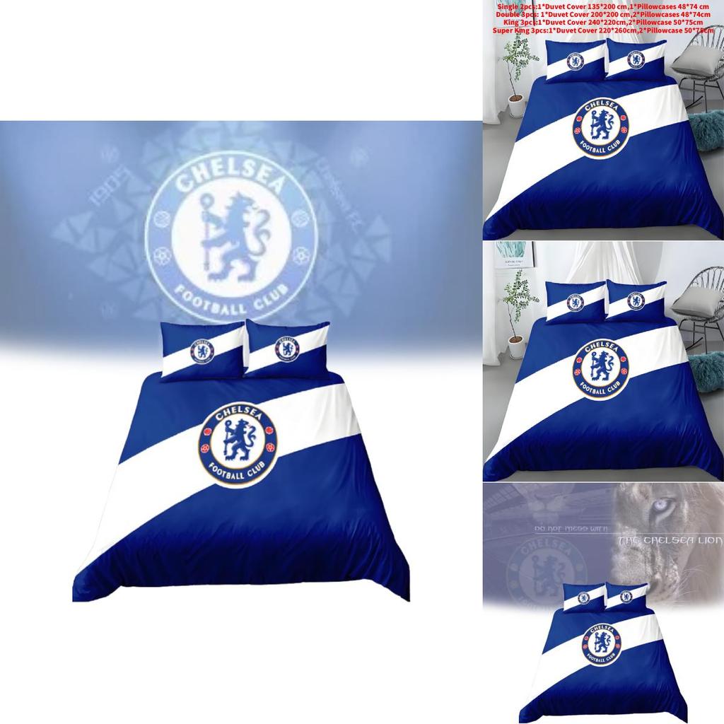 Chelsea Football Fan Gift Duvet Cover Set With Soft Polyester For Double Bed Bedroom Decor