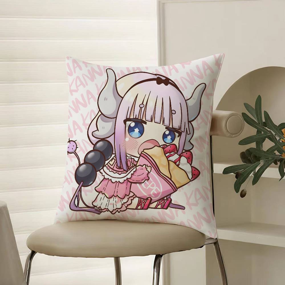 Anime Miss Kobayashis Dragon Maid-A Pillow Case Comfort Sofa Bed Silky Elegant Invisible Zipper Decorative Cushion Cover