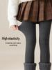 Women's Fleece-Lined Vertical Stripe Leggings, Footed, Plus-Size, Slimming, Thick, Warm, for Autumn/Winter Wear.