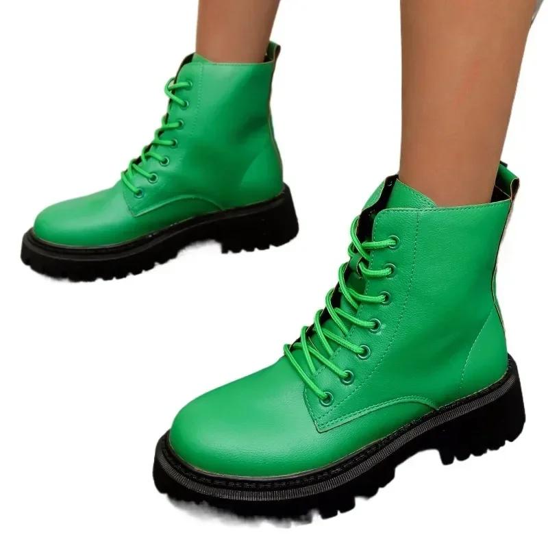 Women's Shoes Brand Ankle Women's Boots Classics Modern Boots Women Round Toe Front Lace-up Med Heel Plus Size Female Shoes