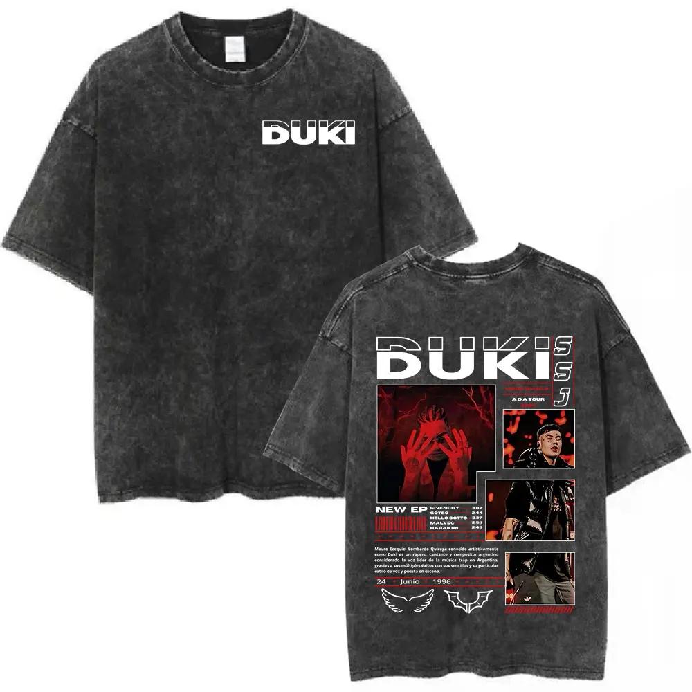 Rapper Duki ADA Tour Vintage Washed Tshirt Men Women Clothing Hip Hop Oversized Tshirts Cotton Cozy Short Sleeve T Shirts