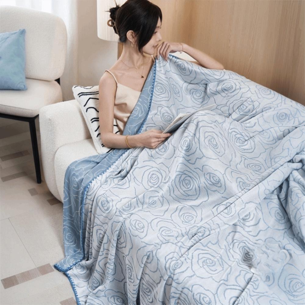 Double Side Flower Pattern Cool Feeling Summer Blanket Thin Nap Blanket Summer Quilt  Children