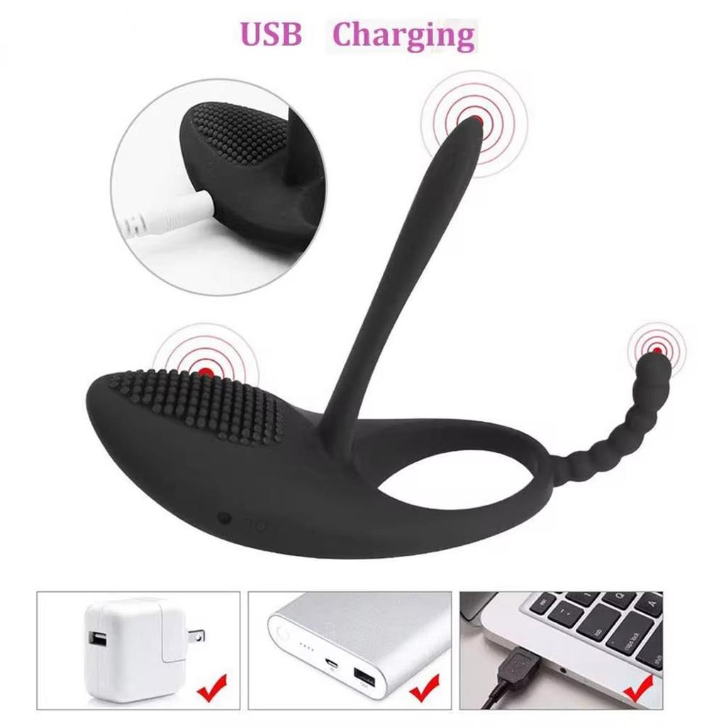 Vibrierender Penisring mit Zunge, Klitorisstimulator, Penisring, tragbarer Vibrator mit 7 Vibrationsmustern, Dual-Motor, Erektionen dauern länger und härter