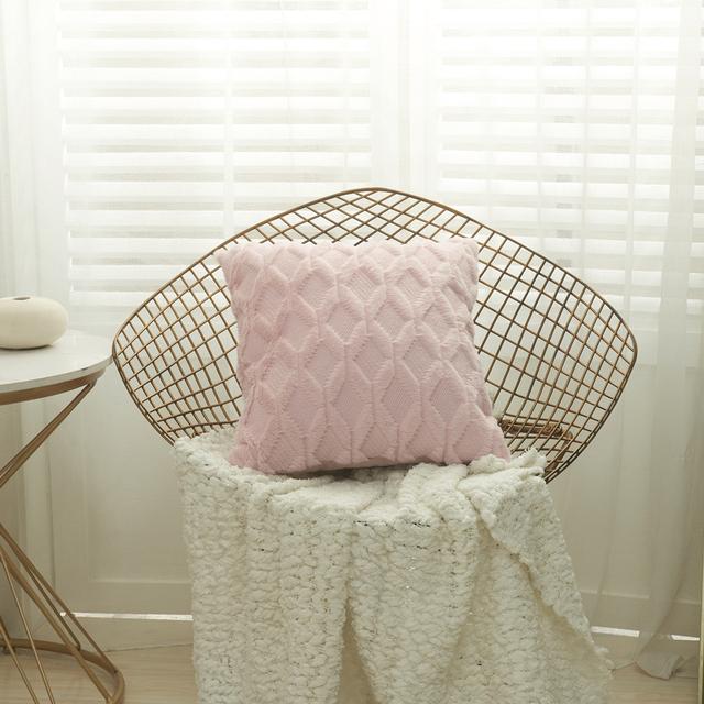 3D Rhombus Plush Pillow Cover Geometric Decorative Throw Pillow Case Soft Cozy Bed Sofa Cushion Cover Nordic Home Spring Decor