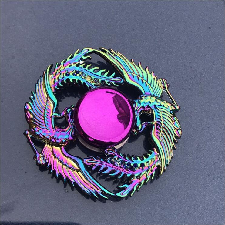 Colorful Zinc Alloy Fidget Spinner: Black Tech Stress-Relief Toy for Students and Kids.