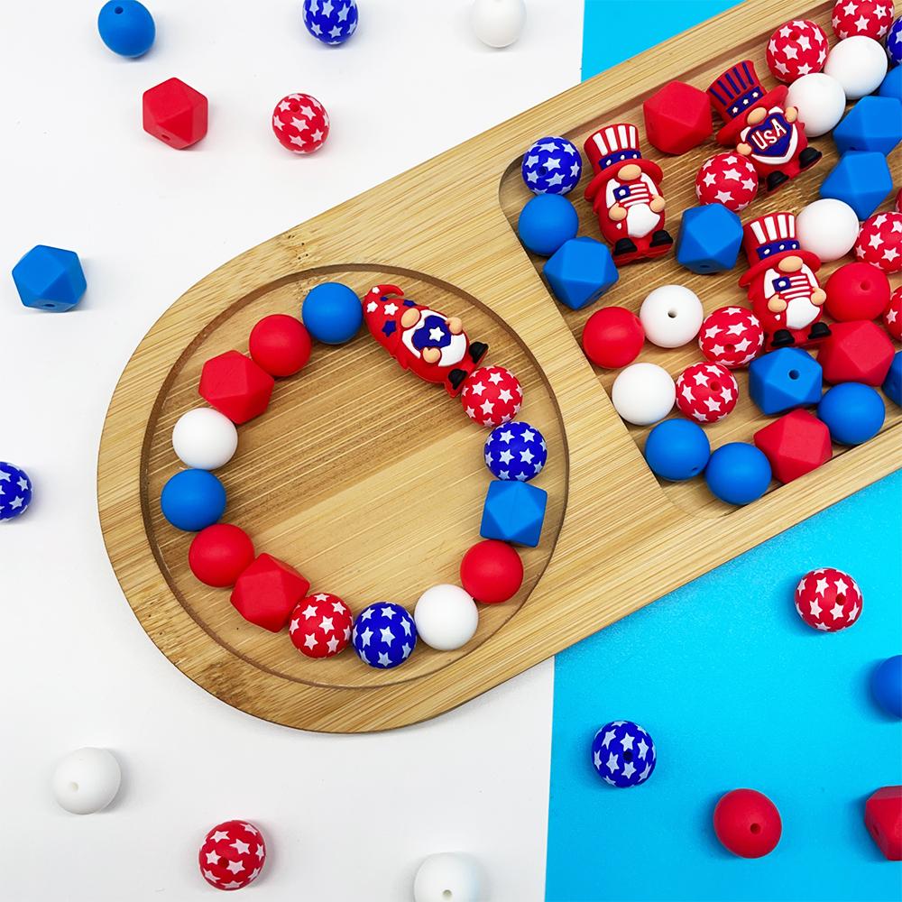 25/49PCS 3D US Independence Day Silicone Bead Set, Perfect for DIY Handmade Crafts Such As Keychains, Necklaces, Bracelets, Etc