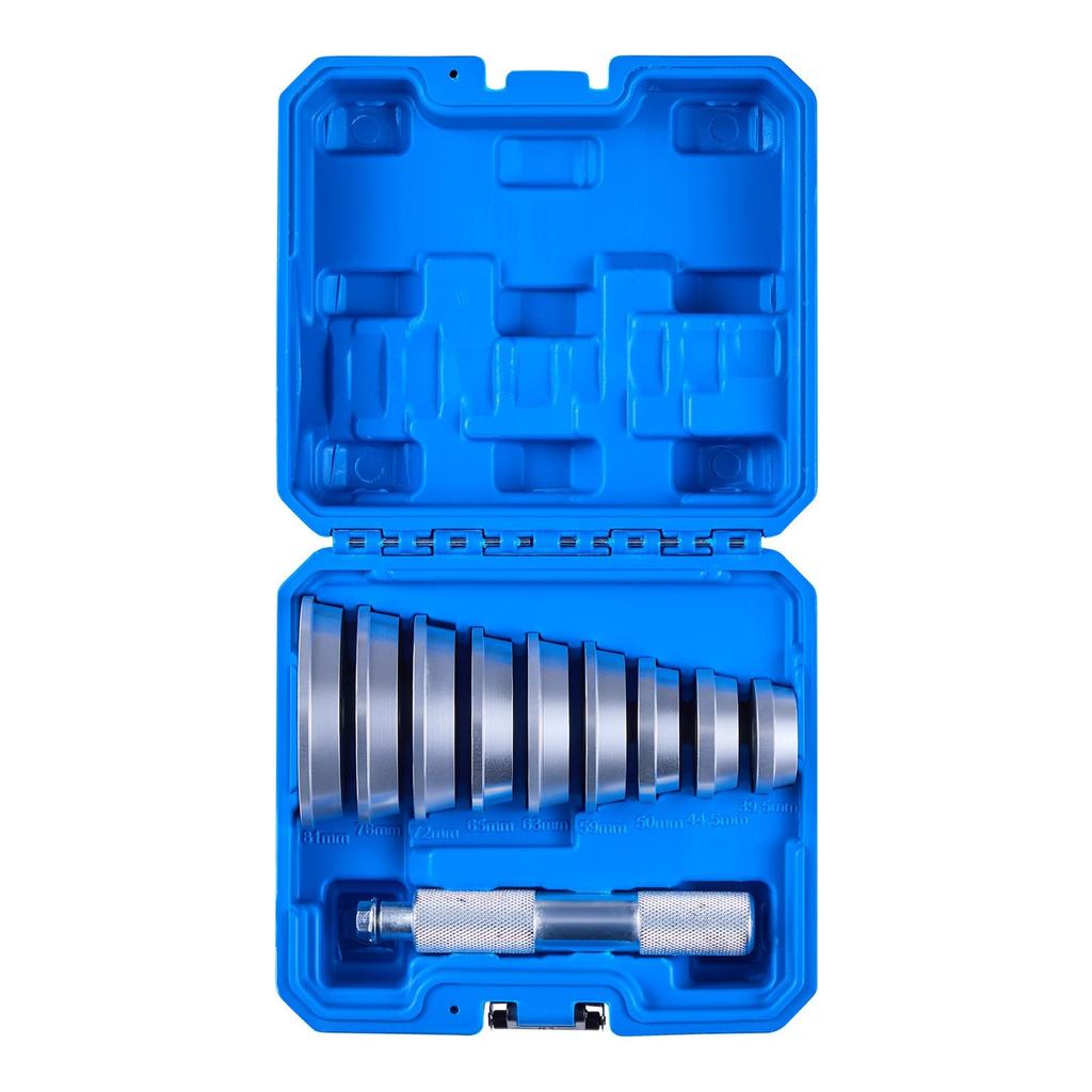 Bearing Press Kit, 10 Pcs, Bearing Race and Seal Driver Set with 9 Bushings and Handle Shaft, Bushing Driver Tool Set, Heavy Duty Aluminum Alloy