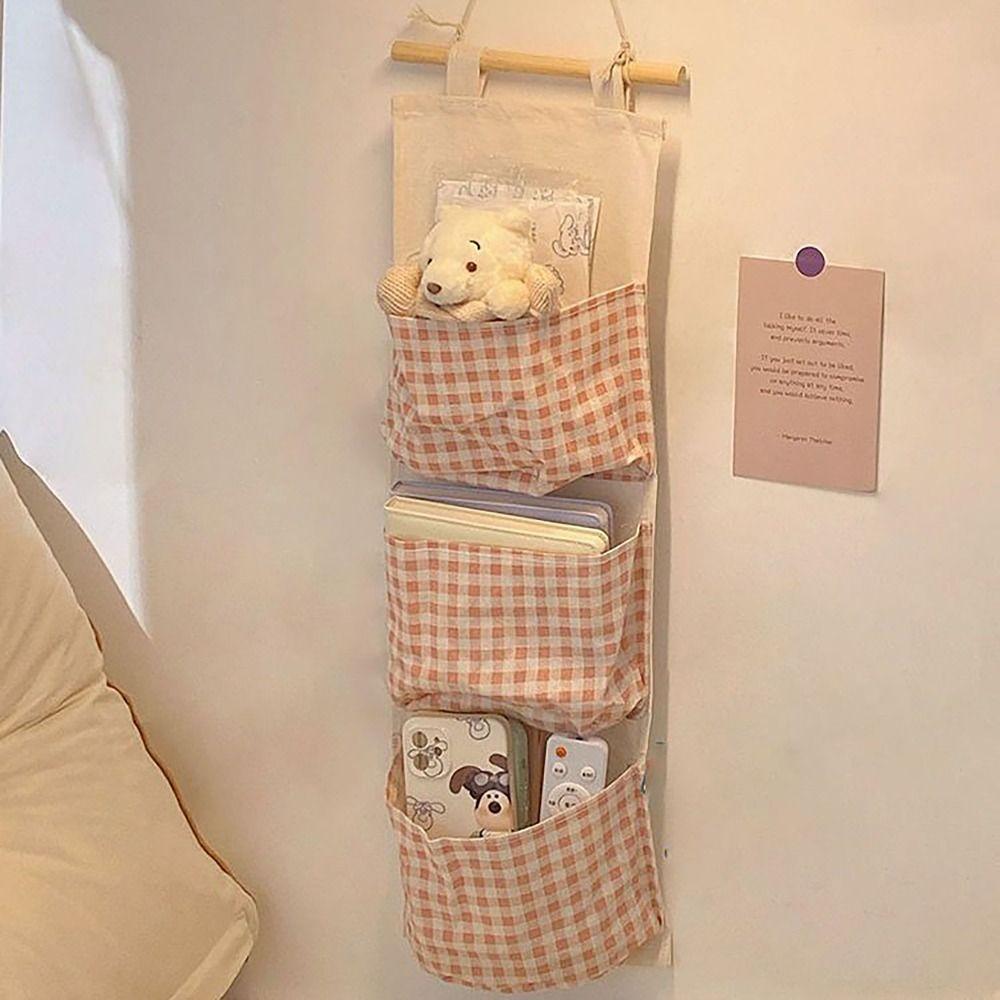 Fashion Plaid Pattern Hanging Bag Large Capacity Multifunctional Storage Bag Ventilate Waterproof Storage Condition Bags