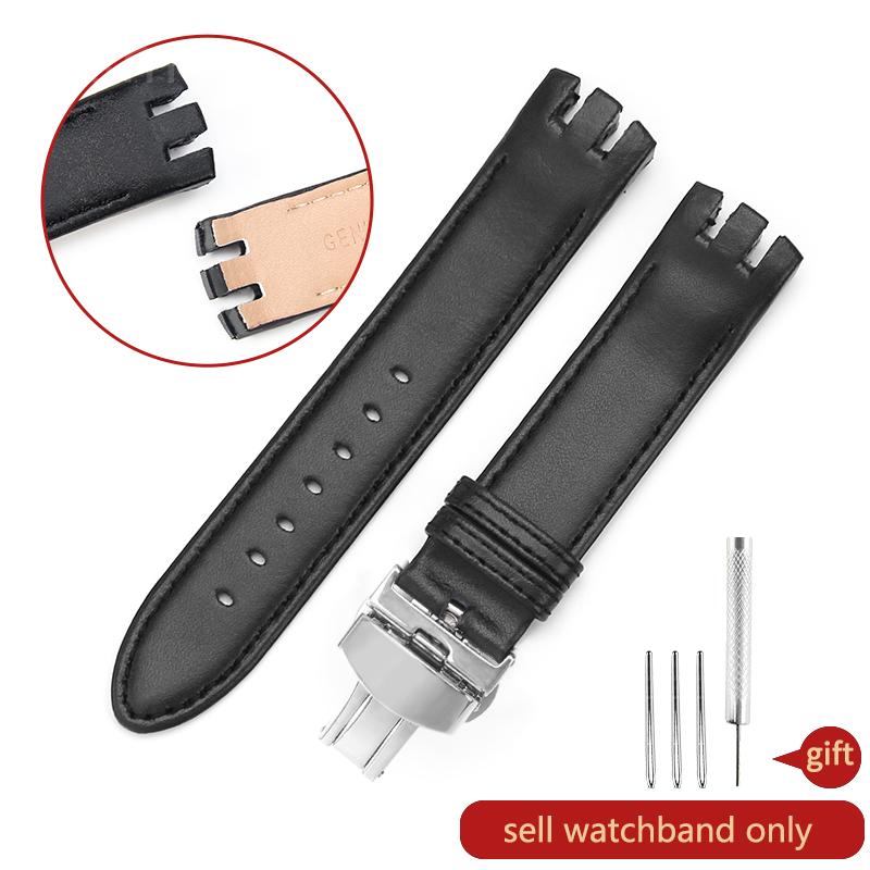 Für Swatch Yts401 402403g Wasserdicht Schweißfest Bogenförmige Schnittstelle Uhrenarmband Zubehör 20mm Echtes Leder Uhrenarmband
