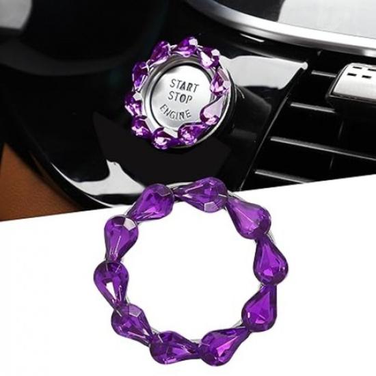 Bling Car Engine Start Button Cover Bling Interior Crystal Push Start Purple