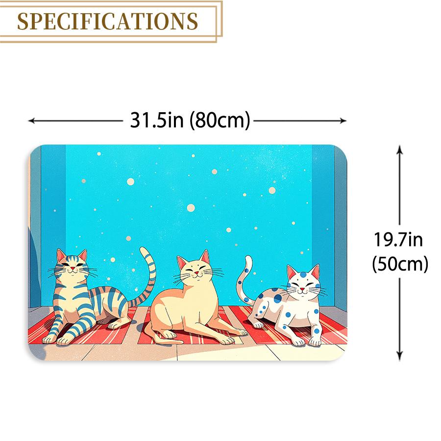 

Cute Cats Pattern Flannel Doormat Non-Slip Absorbent Rug Machine Washable for Bedroom Bathroom Entryway Modern Decor 40x60cm