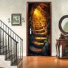 Cave scenery door stickers, suitable for bedrooms, living rooms, and bathrooms; natural landscape wall stickers.