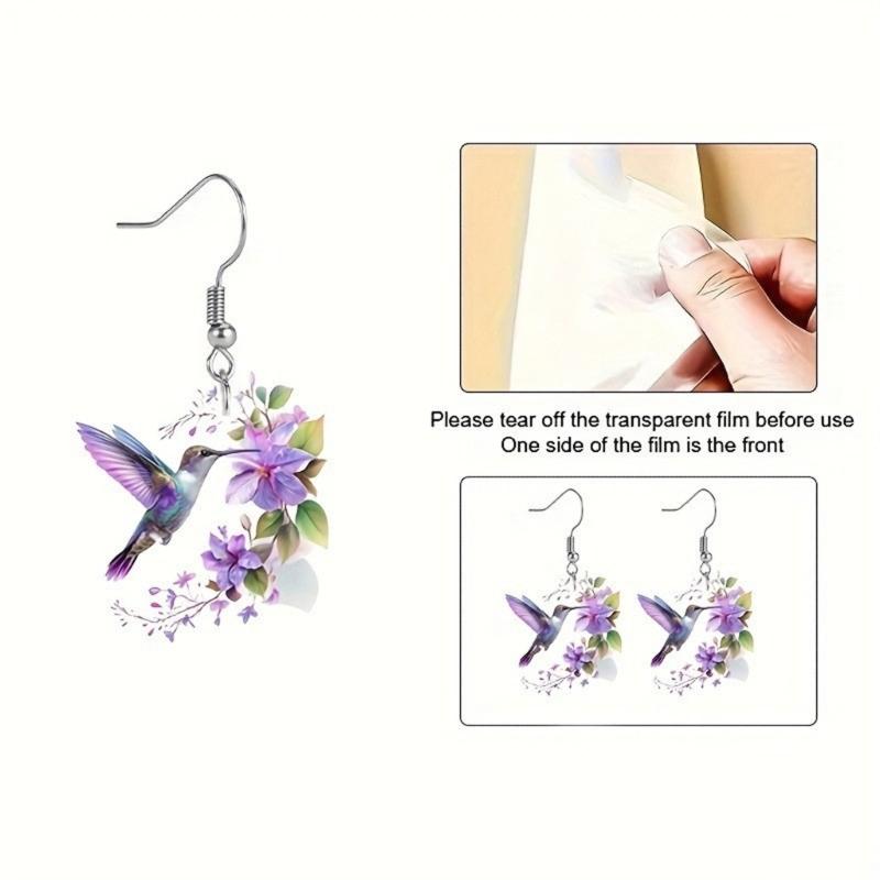 Modische Kolibri-Blumen-Hängeohrringe aus Acryl, ideal für den täglichen Gebrauch und besondere Anlässe