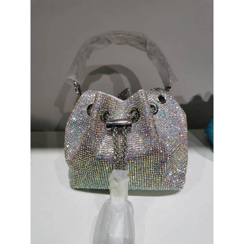 2026 Womens Crystal-Embellished Crossbody Bag Fringe Detail Small Square Shoulder No Top Handle