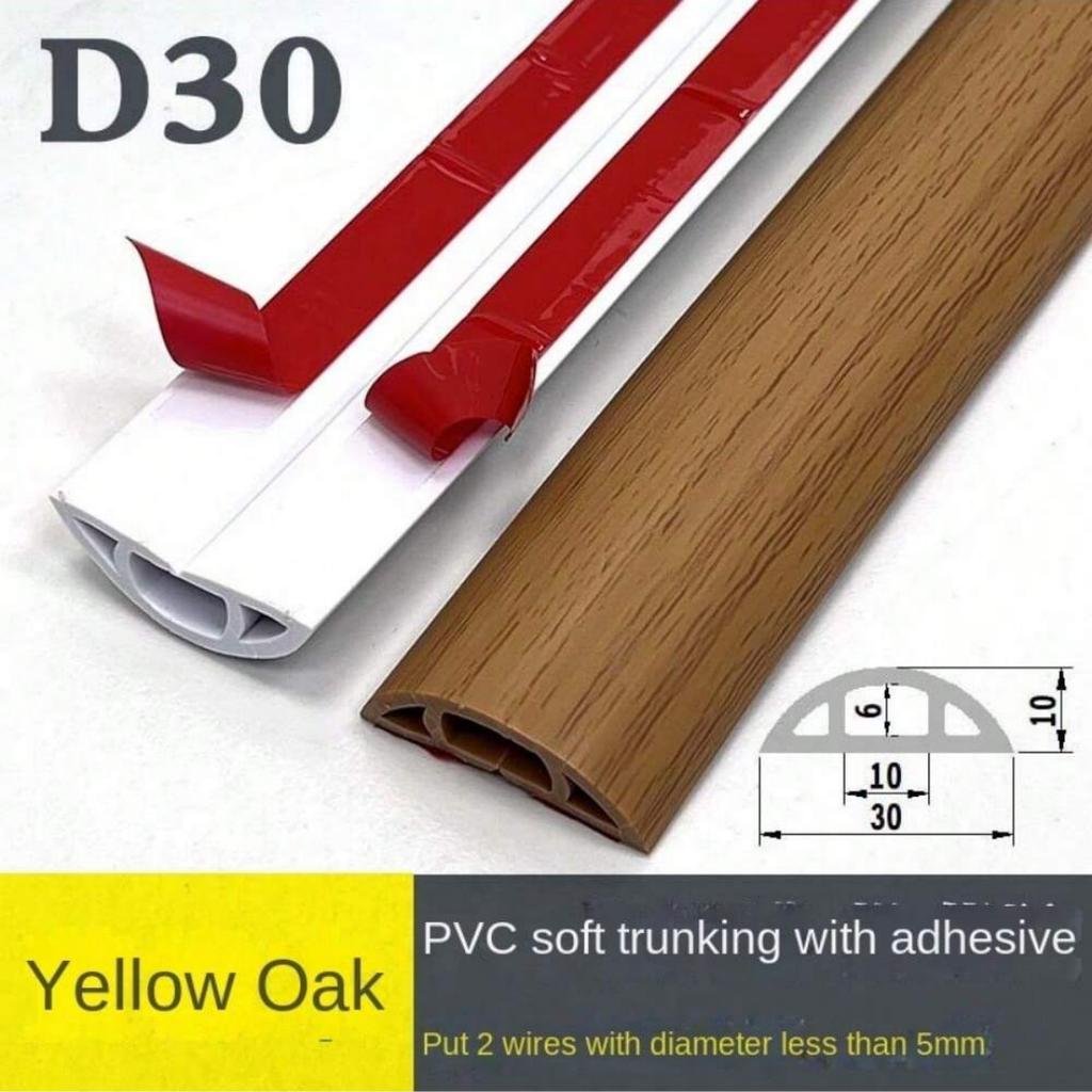 1PC 1m/39.37in Pvc Floor Cord Cover Self-adhesive Power Cable Protector Extension Electric Wire Duct Slot Cable Sleeves Hider Co