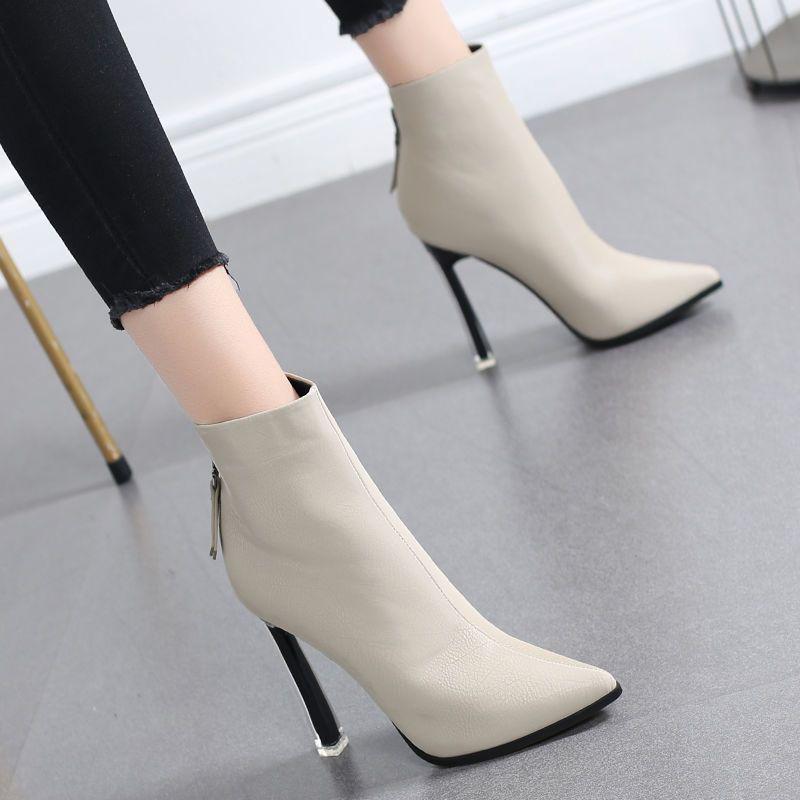 Women's Genuine Leather Pointed Toe Ankle Boots, 2025 High Heel Stilettos for Autumn/Winter, Versatile Slimming Martin Boots for Men and Women.