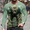 Monster Print Casual Men's Long-sleeved T-shirt Outdoor Vacation Round-neck Long-sleeved Spring and Autumn Clothing