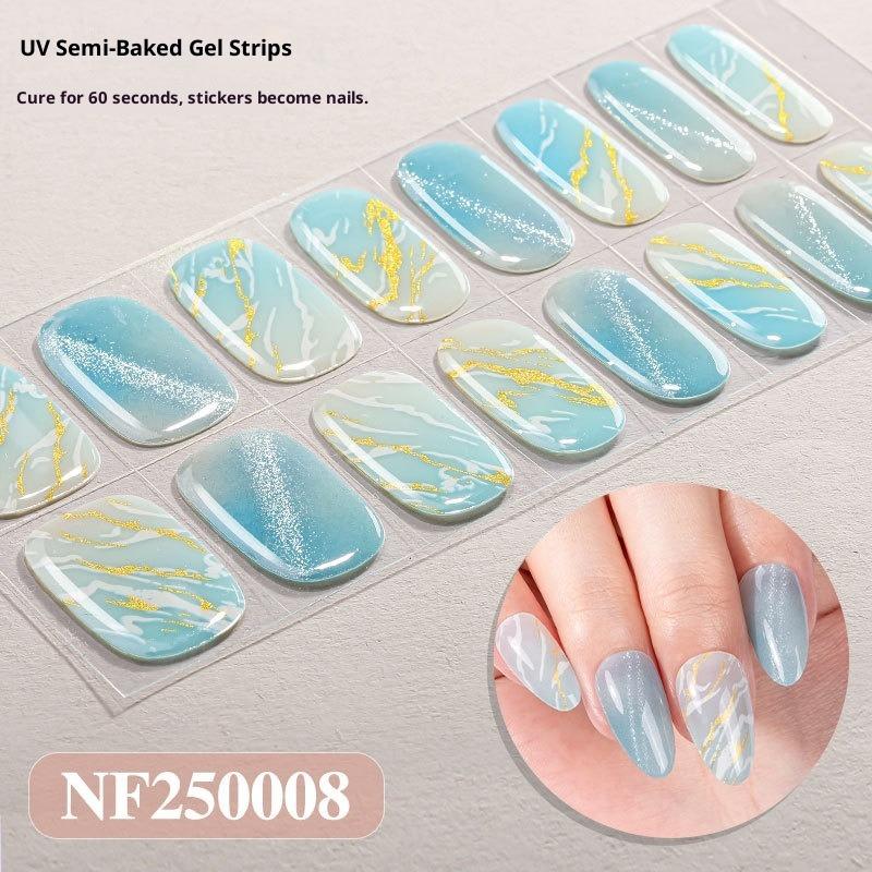 Új Csillámos Macskaszem Félig Kötött Gél Körömmatricák Gradiens Leopárdmintás Gél Körömművészeti Matricák