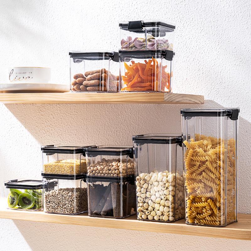 Sealed Jars Kitchen Grain Storage Organizer Large Tank Plastic Moisture-proof Storage Box Household Seasoning Jars Set