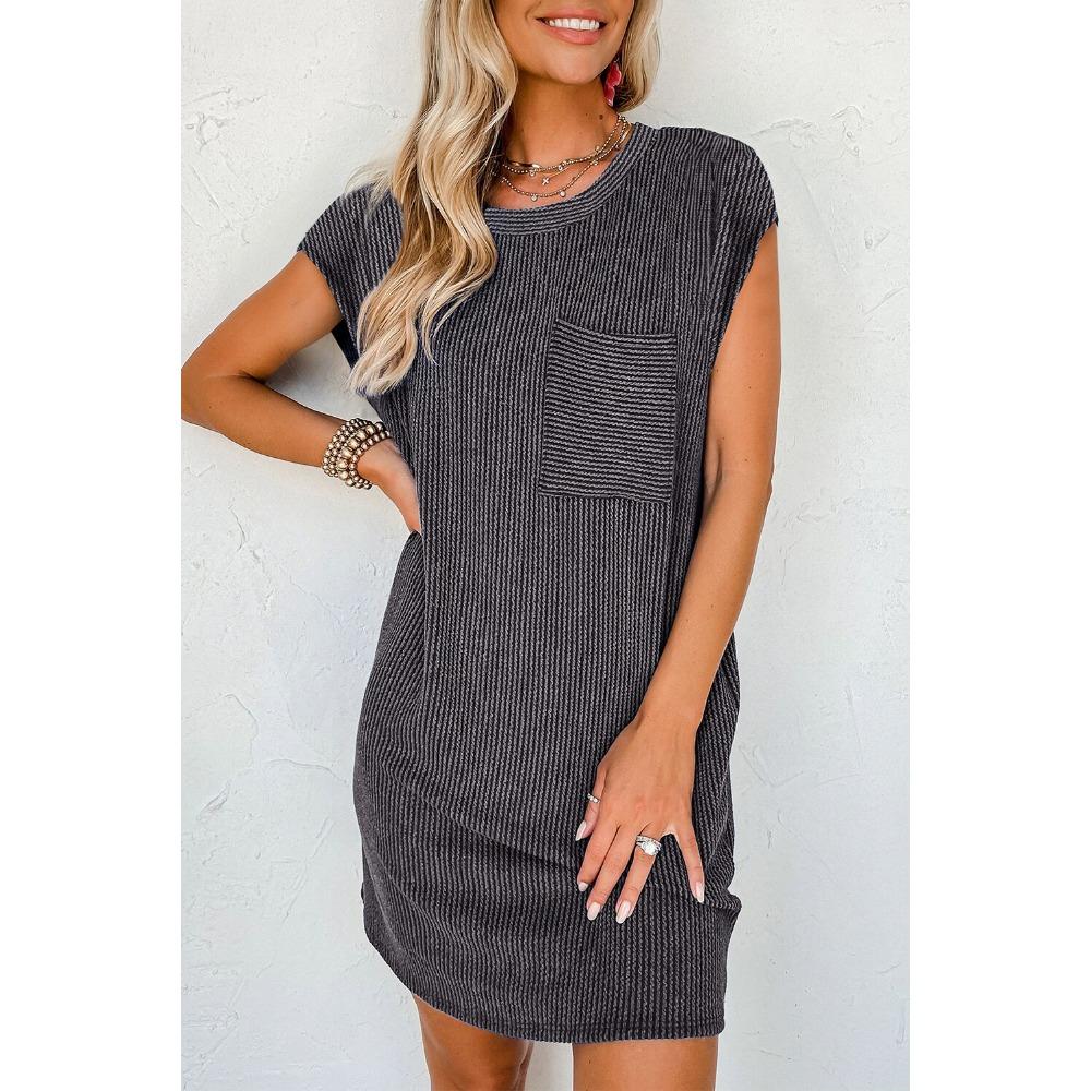 

HNXC Женская мода лето весна однотонный принт короткий рукав О-образный вырез повседневные платья XXL