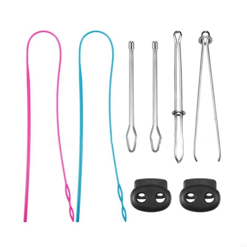 

Drawstring Threader Set Flexible/Flat Drawstring Threader, Stainless Steel Sewing Loop Turners Hook, Tweezers, Cord Lock X3UC