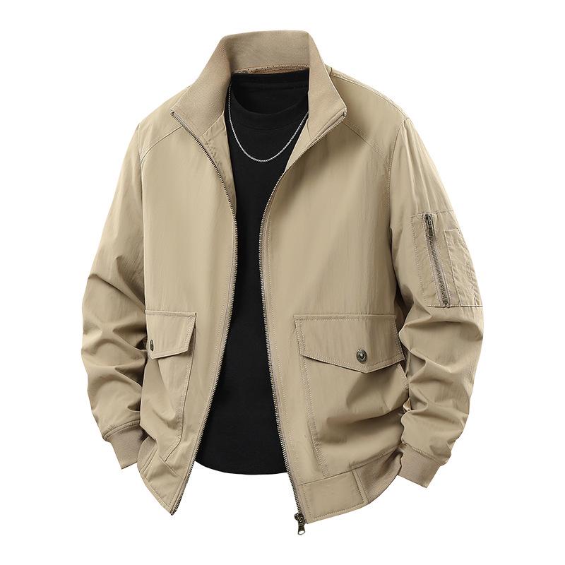 Custom Men's Stand Collar Nylon Jacket - Casual, Comfortable, Loose Fit for Spring and Autumn