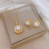 Full of Zirconium Exquisite Wind Copper Micro-inlaid Earrings Necklace Set Combination